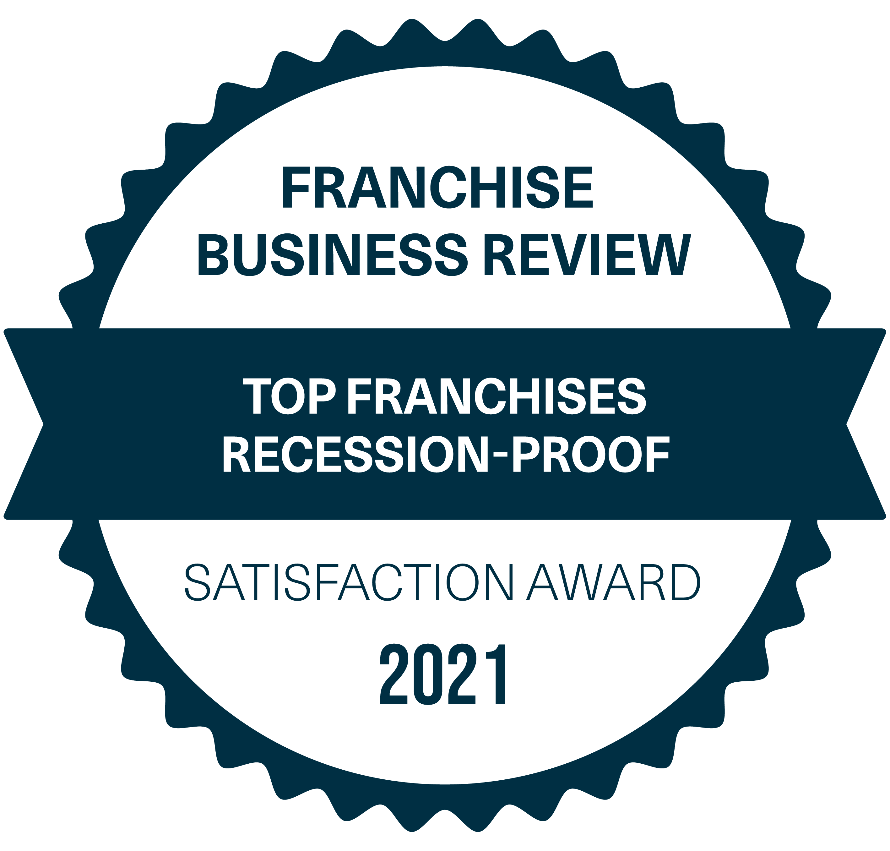 Top Franchises 2021 Recession Proof Satisfaction Award from Franchise Business Review badge